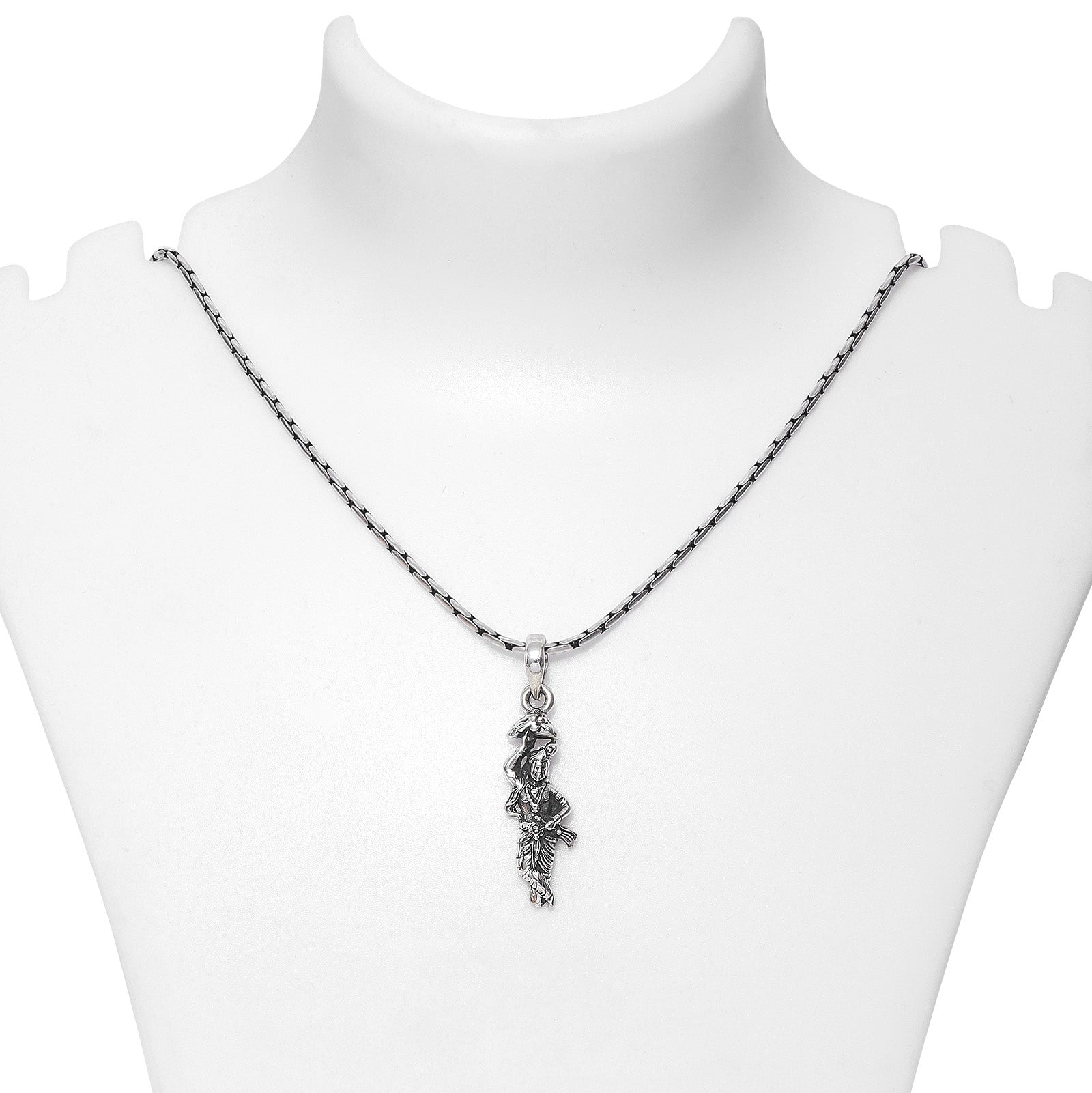Shri Krishna Silver Pendant with Box Chain - Tweov Jewels