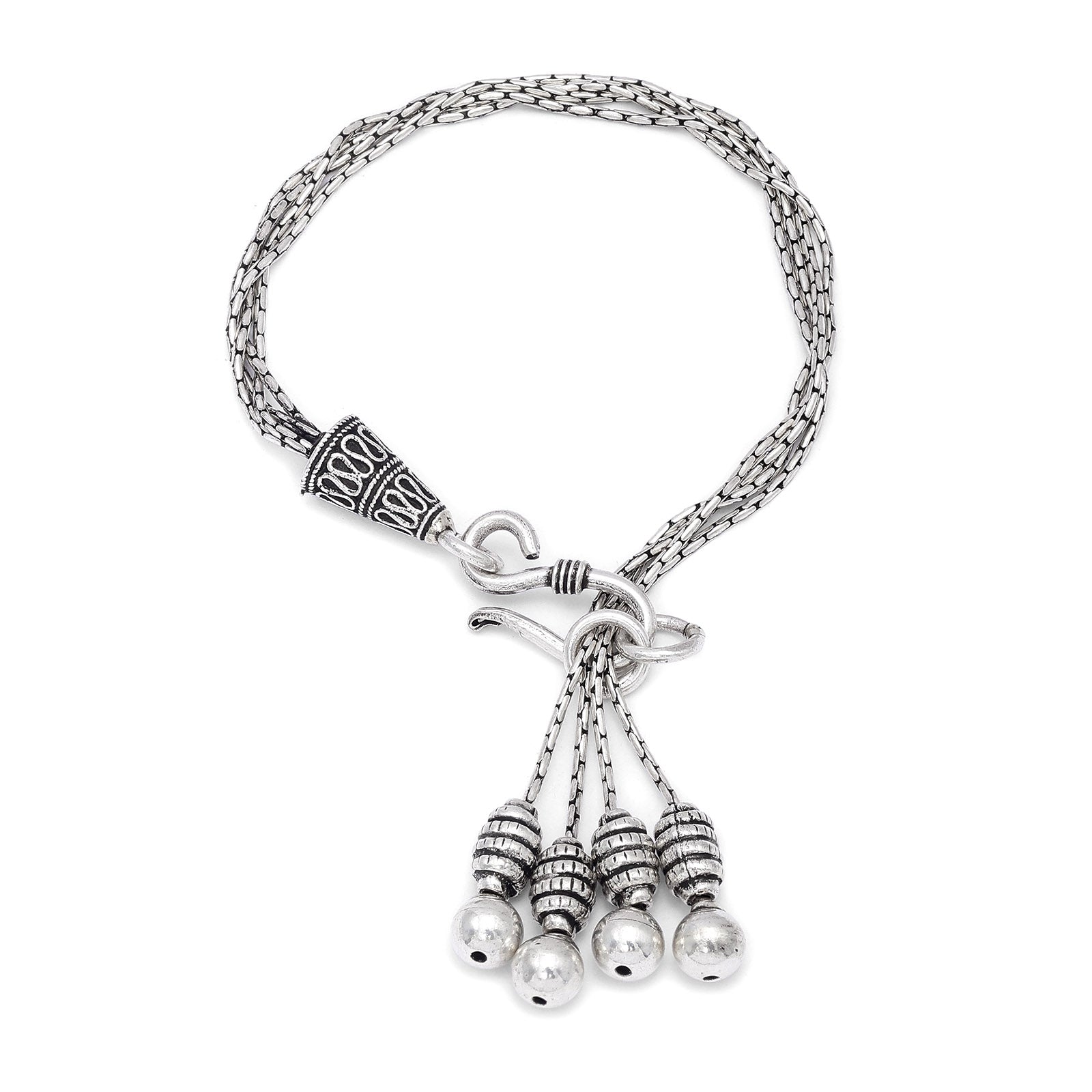 Oxidized 925 Sterling Silver Tassel Bracelet - Tweov Jewels
