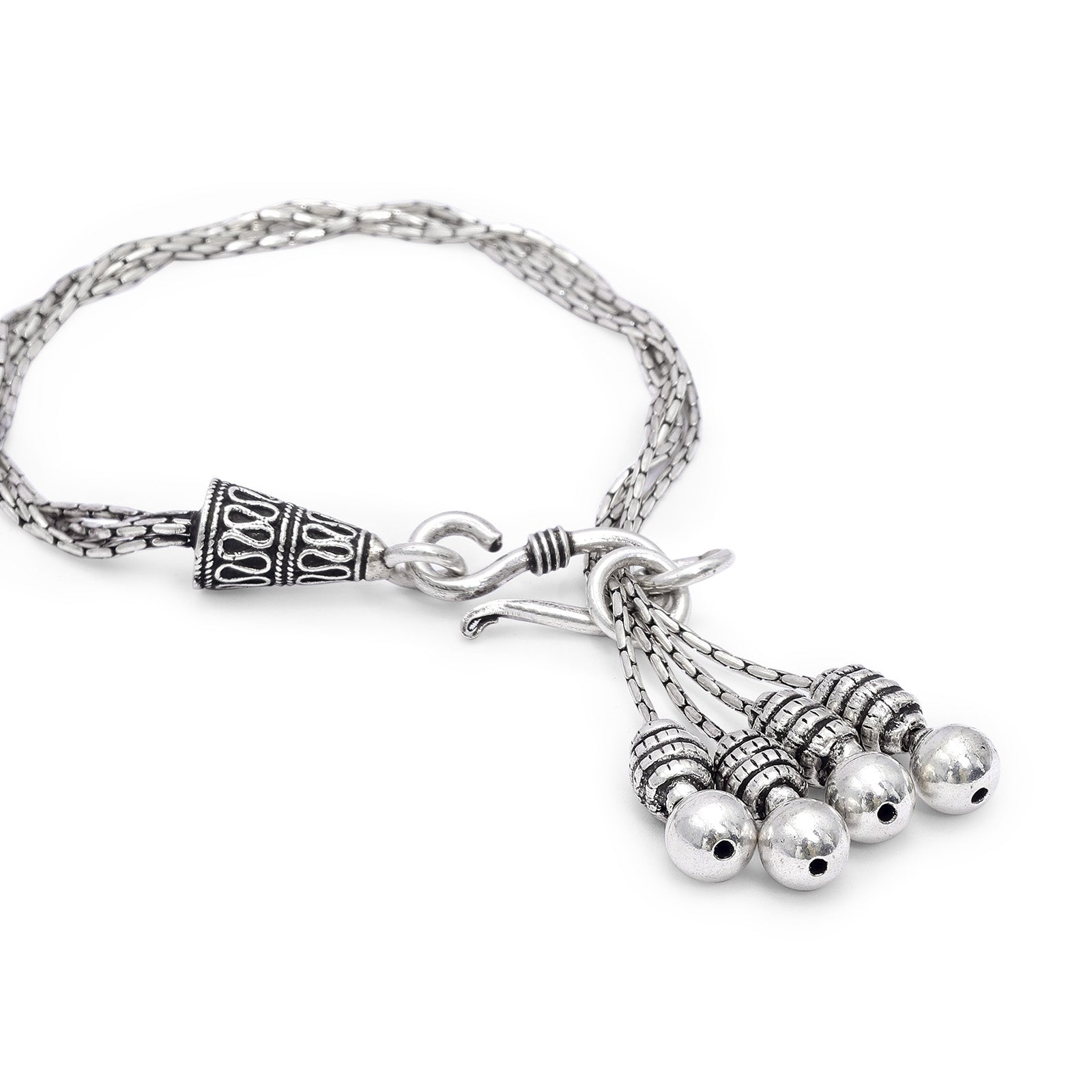 Oxidized 925 Sterling Silver Tassel Bracelet - Tweov Jewels