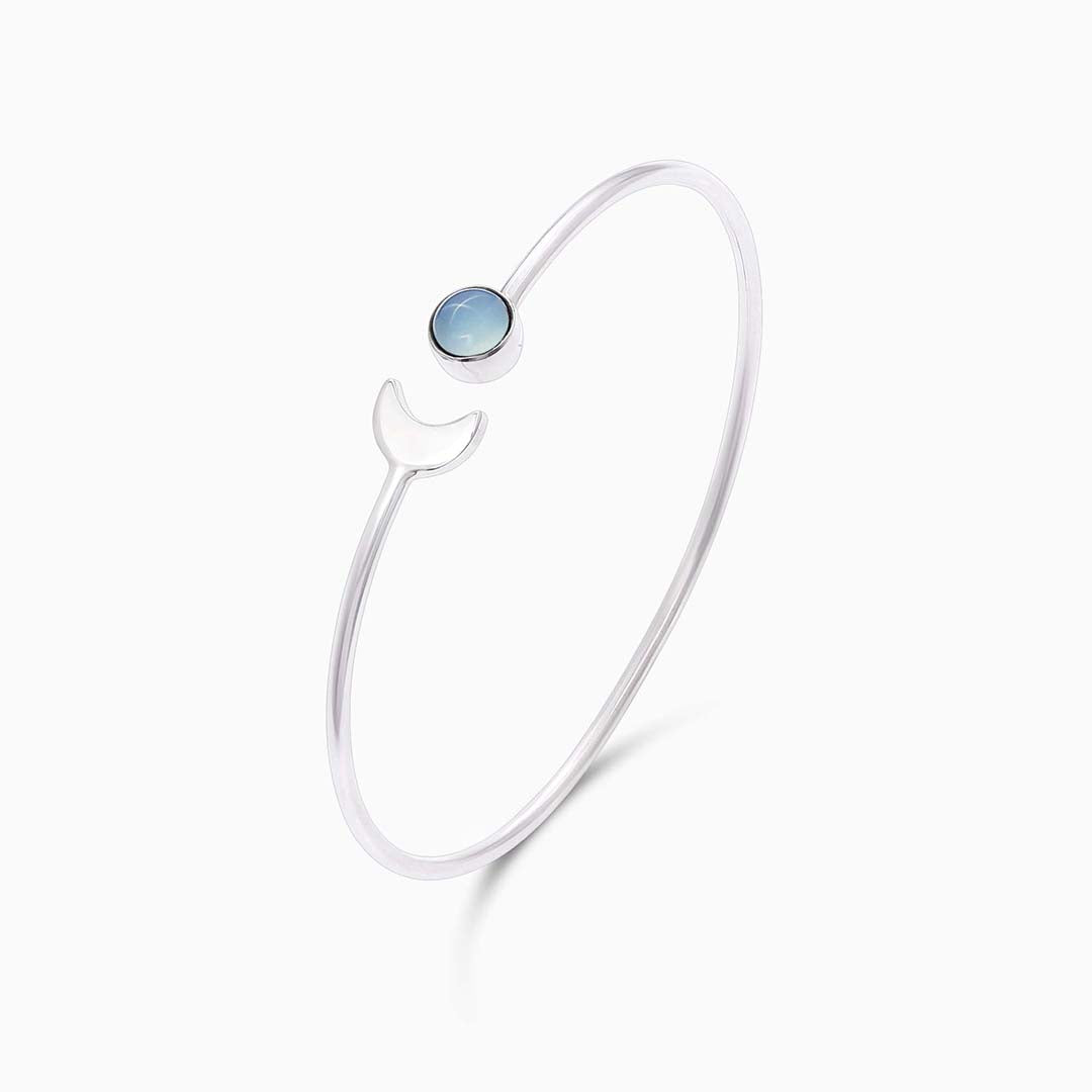 Moonstone and Crescent Moon Sterling Silver Bracelet - Tweov Jewels