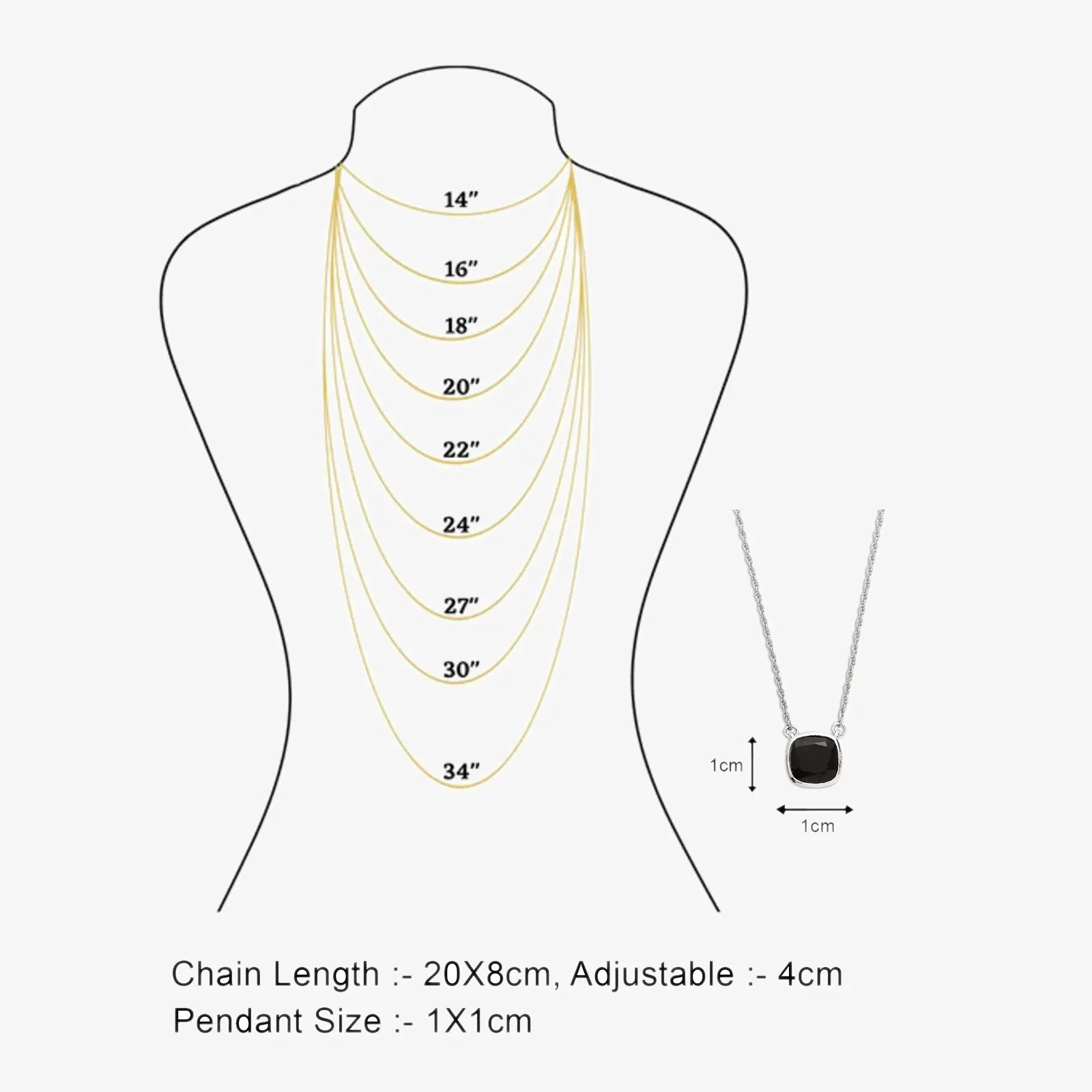 Simple Black Square Silver Necklace - Tweov Jewels