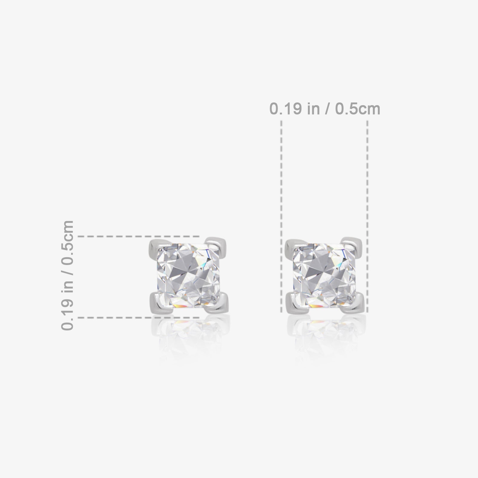Cushion Cut Stud Earrings for Women – 925 Sterling Silver Rhodium Plated