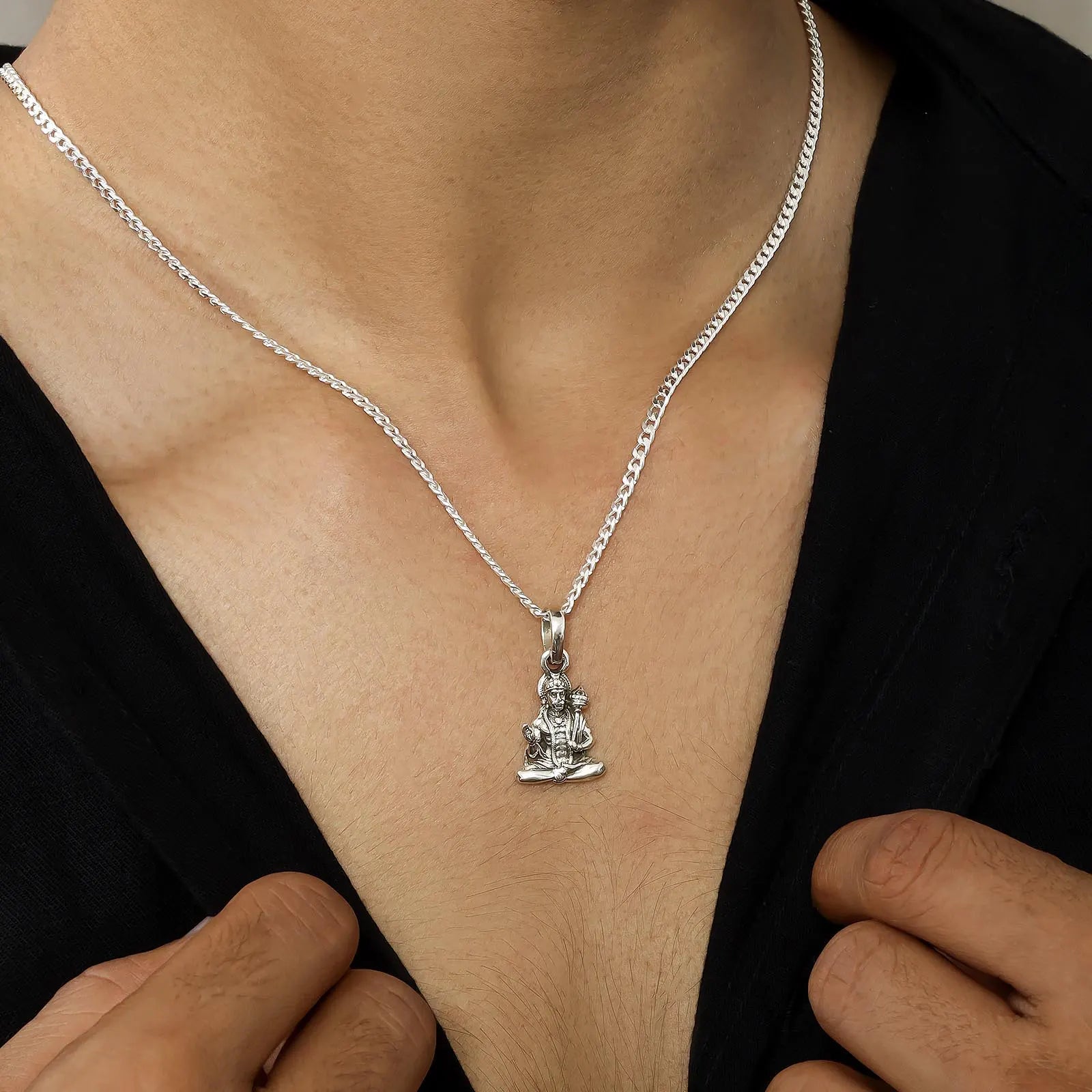 Oxidized Hanuman ji Silver Pendant - Tweov Jewels