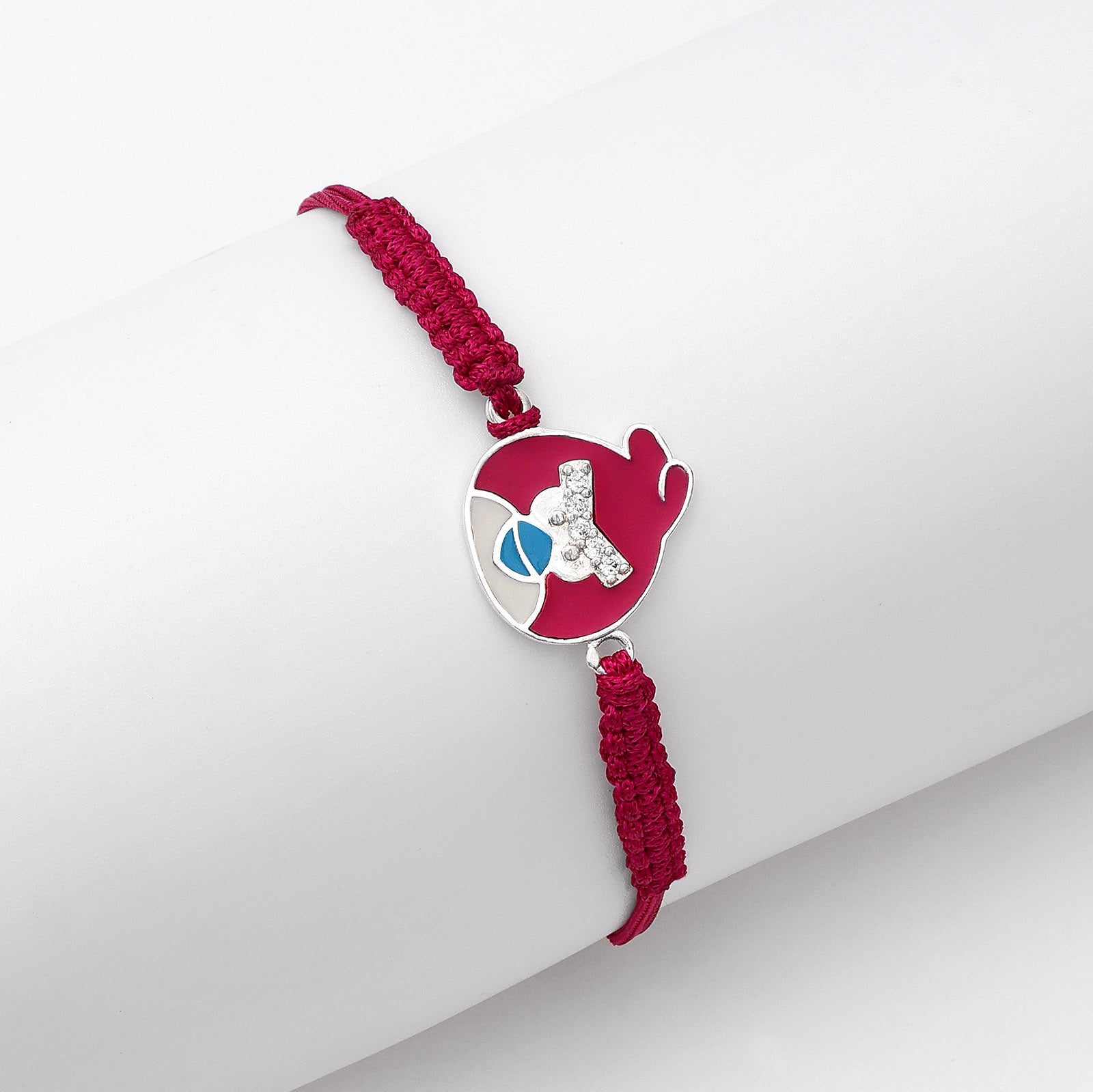 Pure 925 Silver Kids Rakhi - Red Angry Bird With Stones - Tweov Jewels