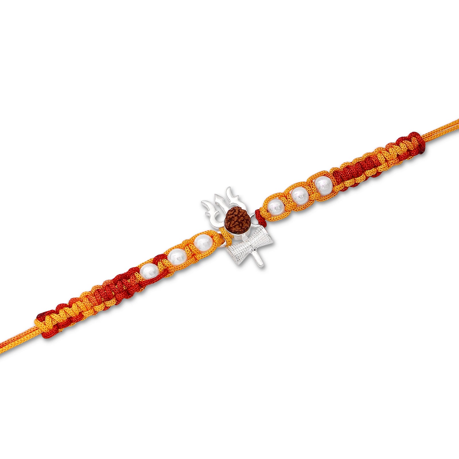 Spiritual Rudraksh Trishul Silver Rakhi - Tweov Jewels