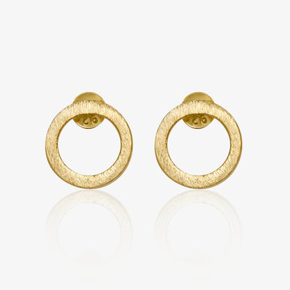 Pure Silver Stud Earrings - Gold Plated Roung Rings
