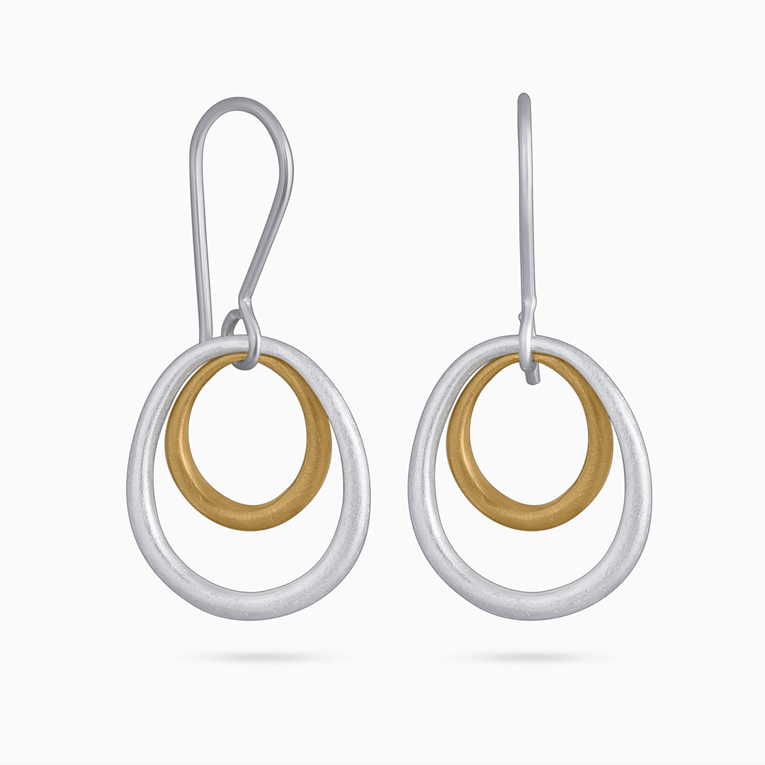 Pure Silver Earrings - Double Tint Scratch Circles - Tweov Jewels
