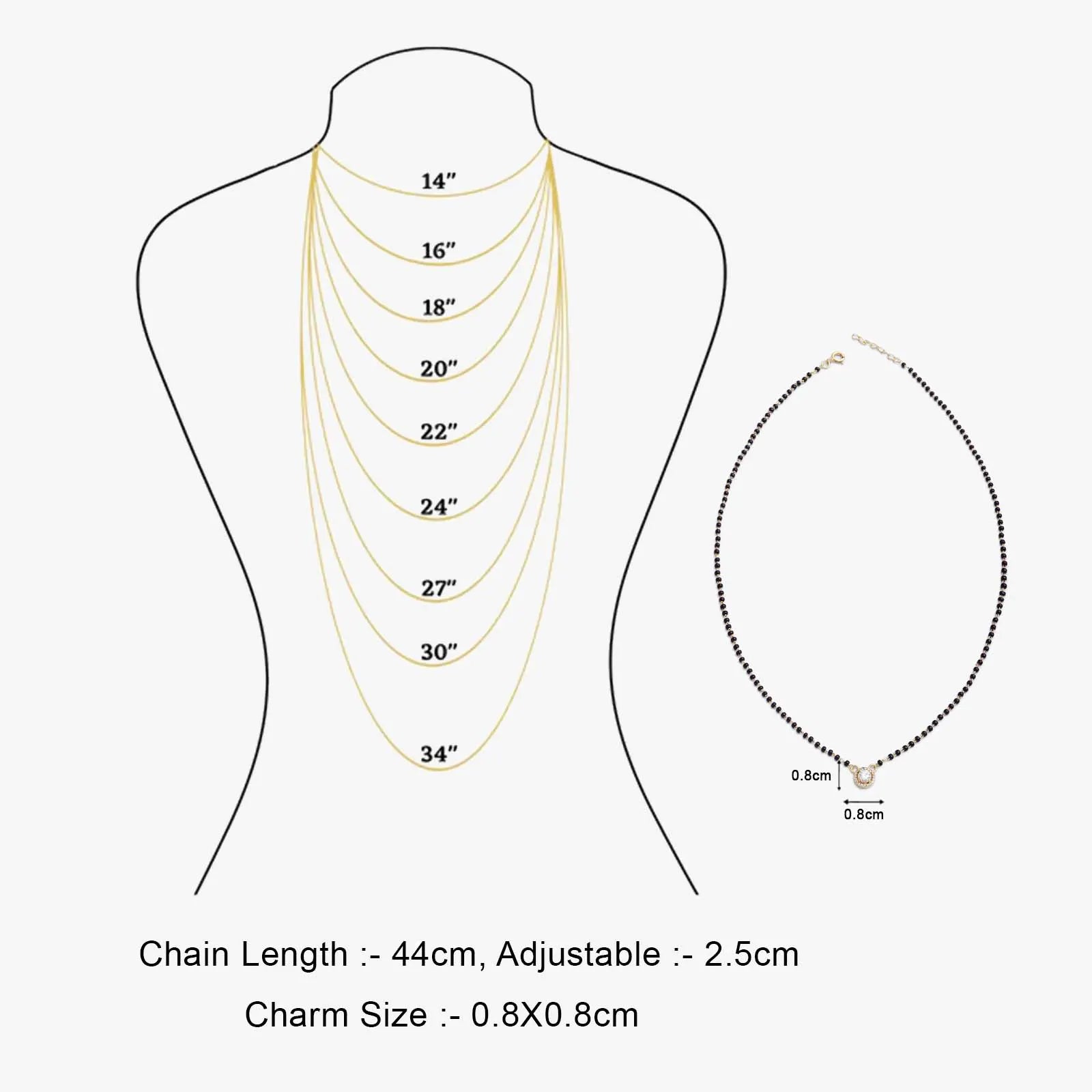 Silver Round Solitaire CZ Mangalsutra