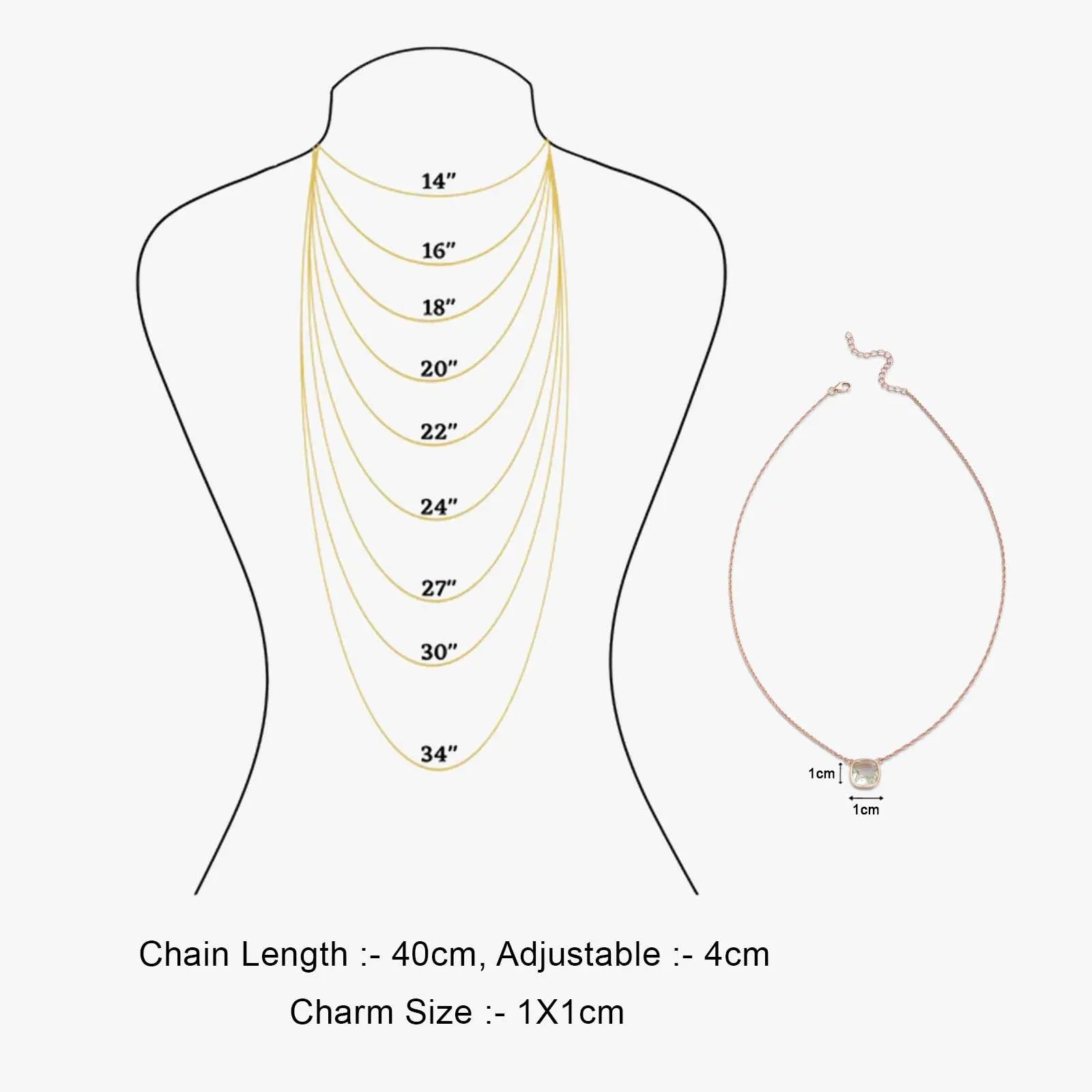 Rose Gold Light Green Stone Studded Silver Necklace - Tweov Jewels