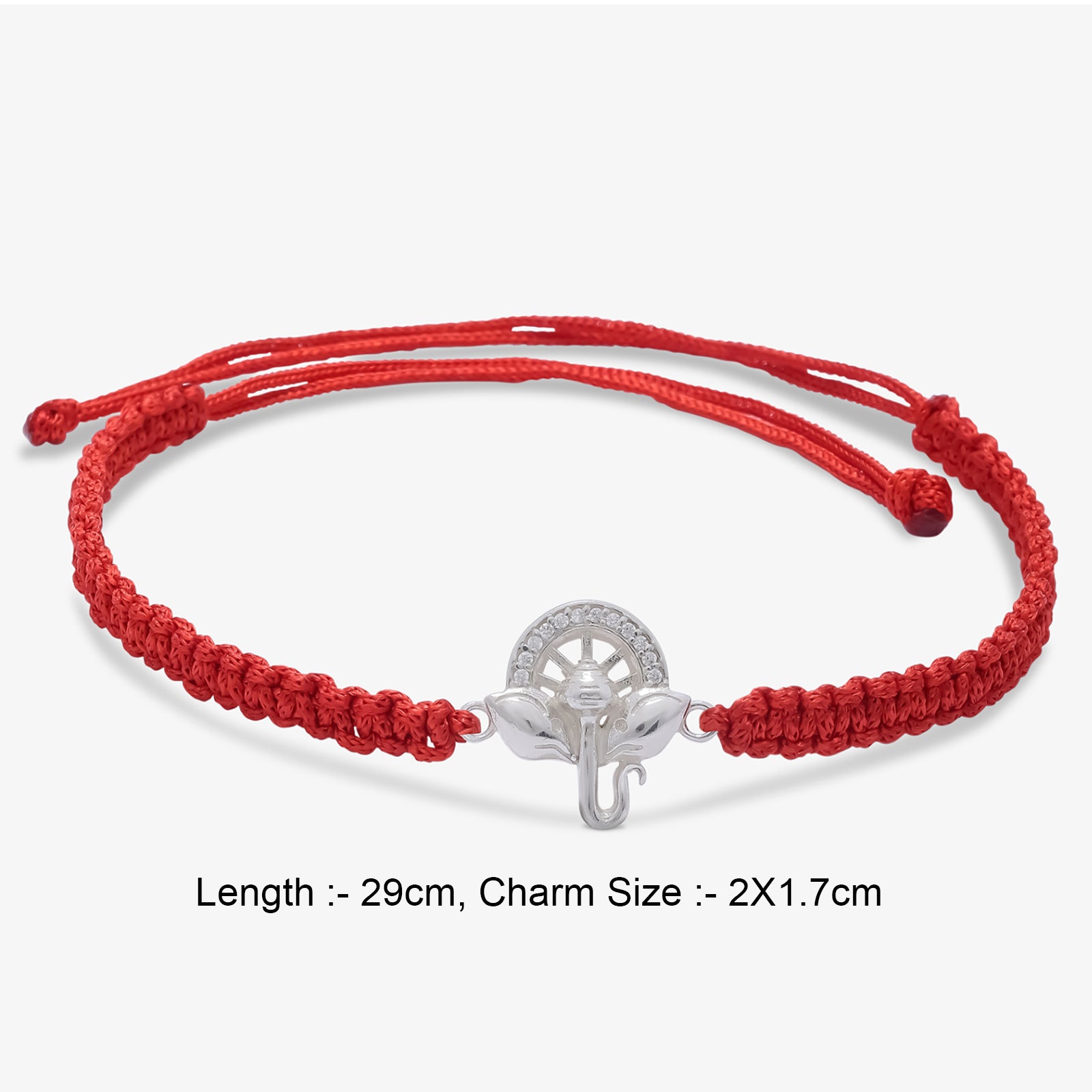 Ganesha CZ Silver Rakhi for Brother - Tweov Jewels