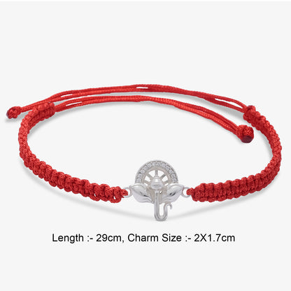 Ganesha CZ Silver Rakhi for Brother - Tweov Jewels