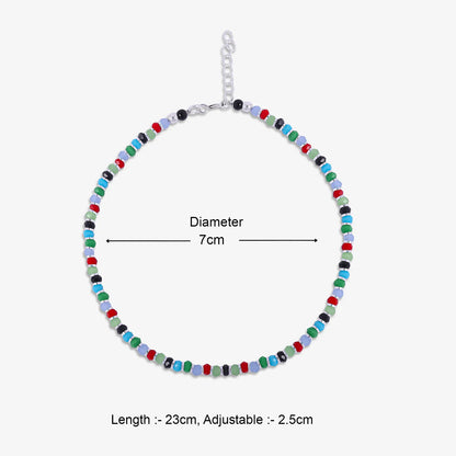 Multicolor Crystal Beads Silver Anklet - Tweov Jewels