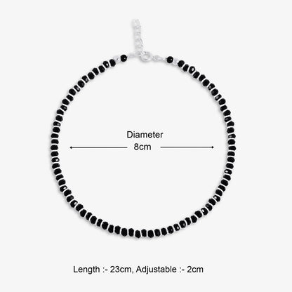 Black Beads Silver Anklet - Tweov Jewels