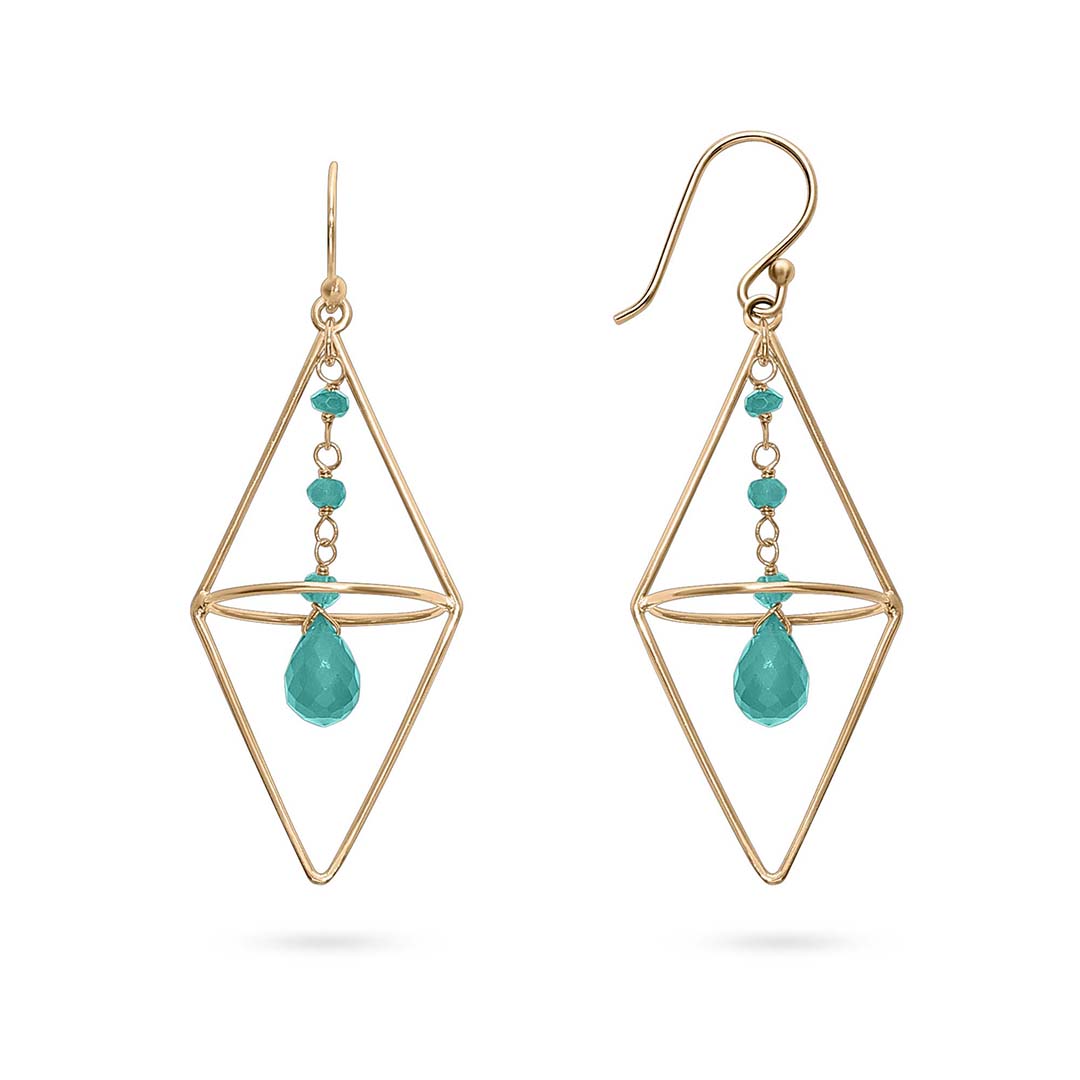 Pure Silver Earrings - Gold Plated Green Garnet Dangle - Tweov Jewels