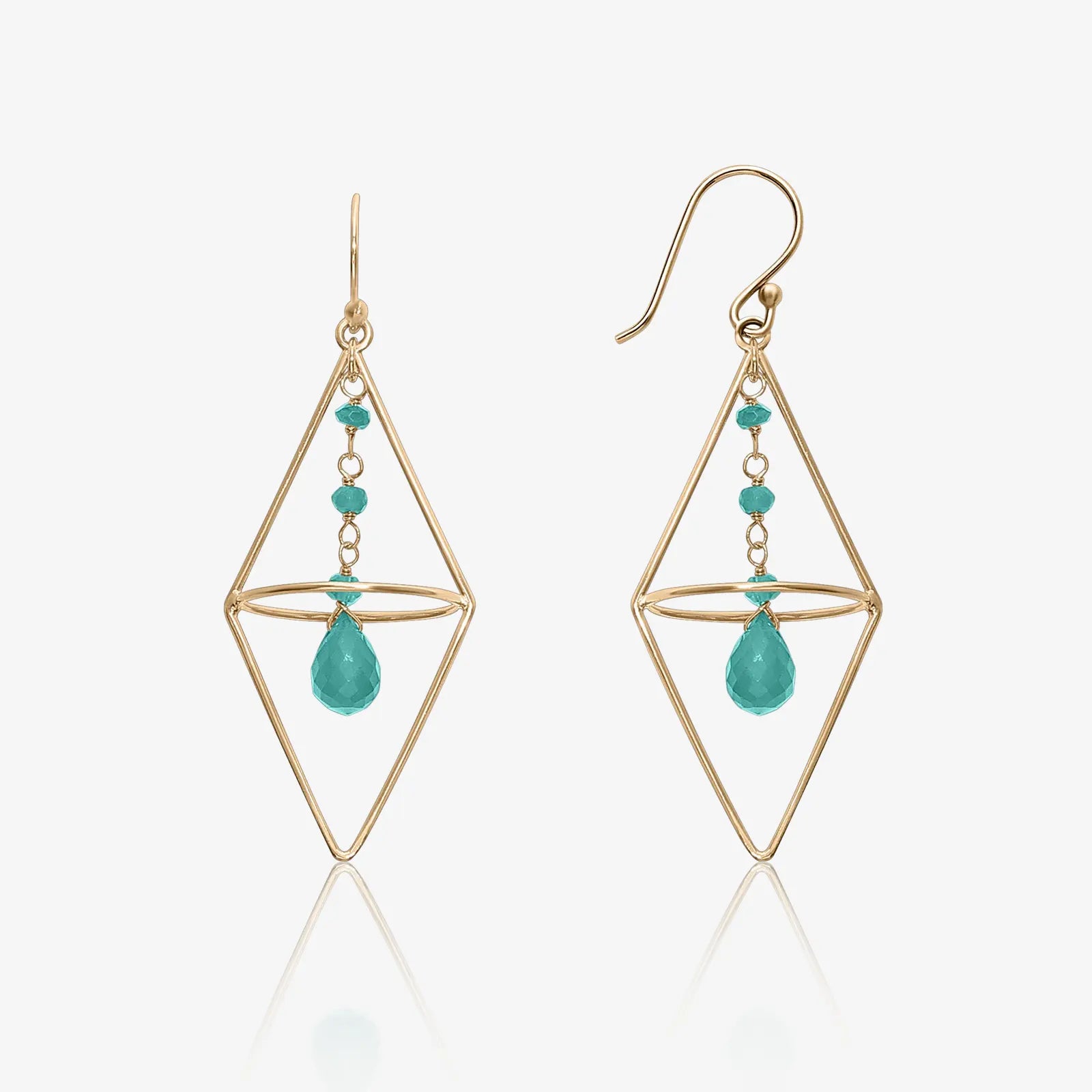Pure Silver Earrings - Gold Plated Green Garnet Dangle