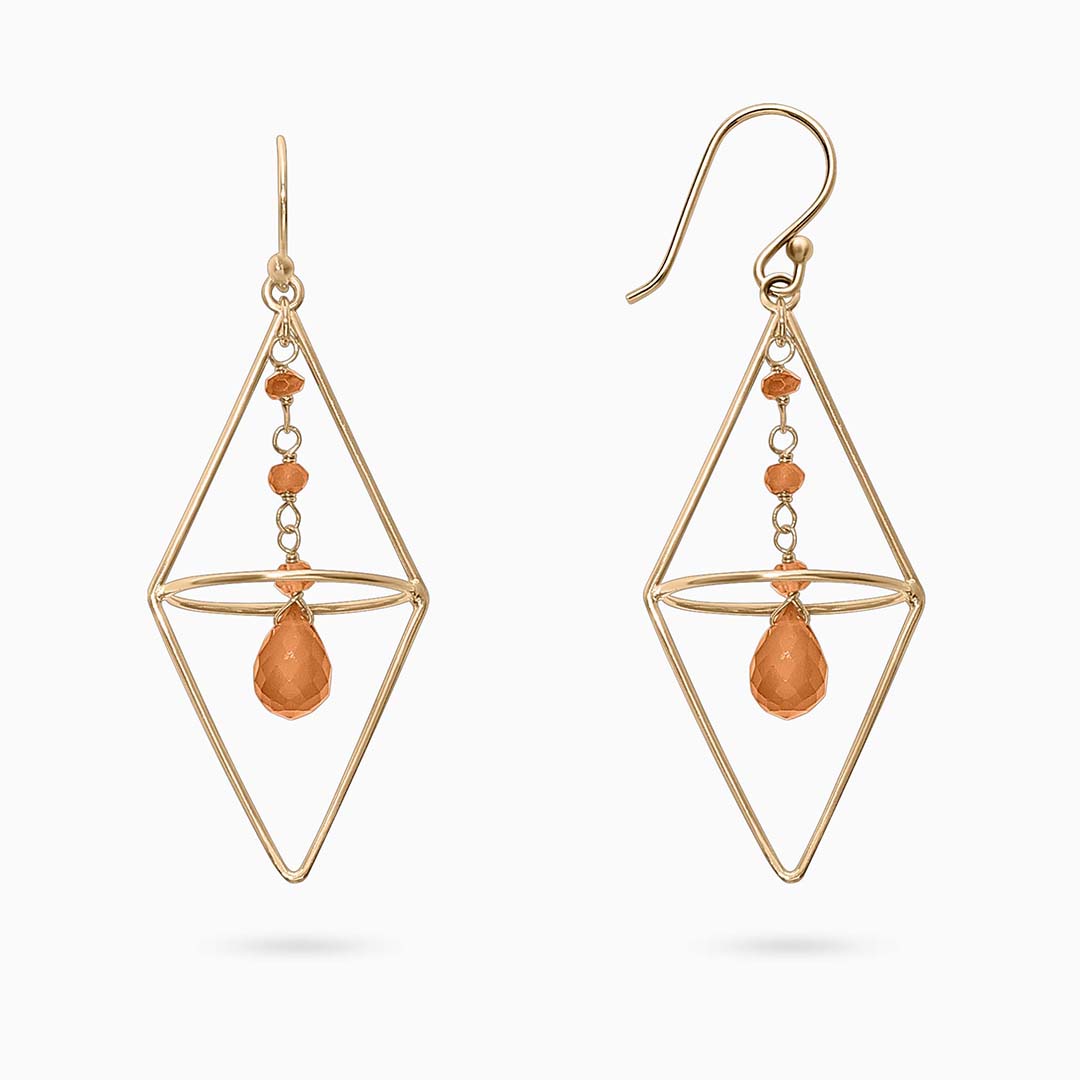Pure Silver Earrings - String of Gold Finish Carnelian - Tweov Jewels