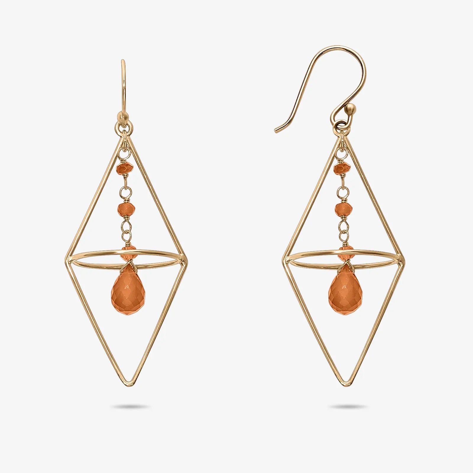 Pure Silver Earrings - String of Gold Finish Carnelian