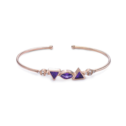 925 Sterling Silver Radiant Rose Gold Bracelet with Blue Sapphire - Tweov Jewels