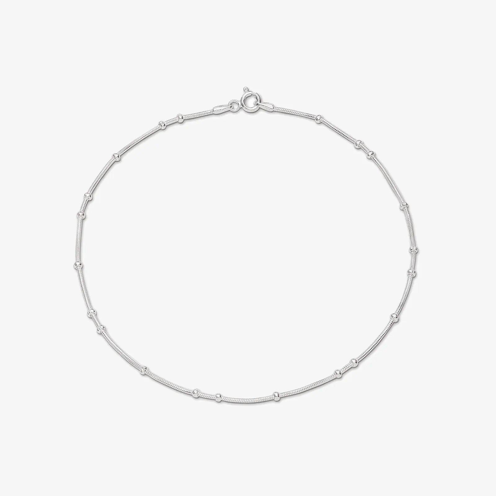 Silver Snake Chain Bead Anklet - Tweov Jewels