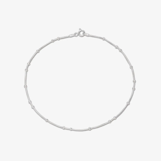 Silver Snake Chain Bead Anklet - Tweov Jewels