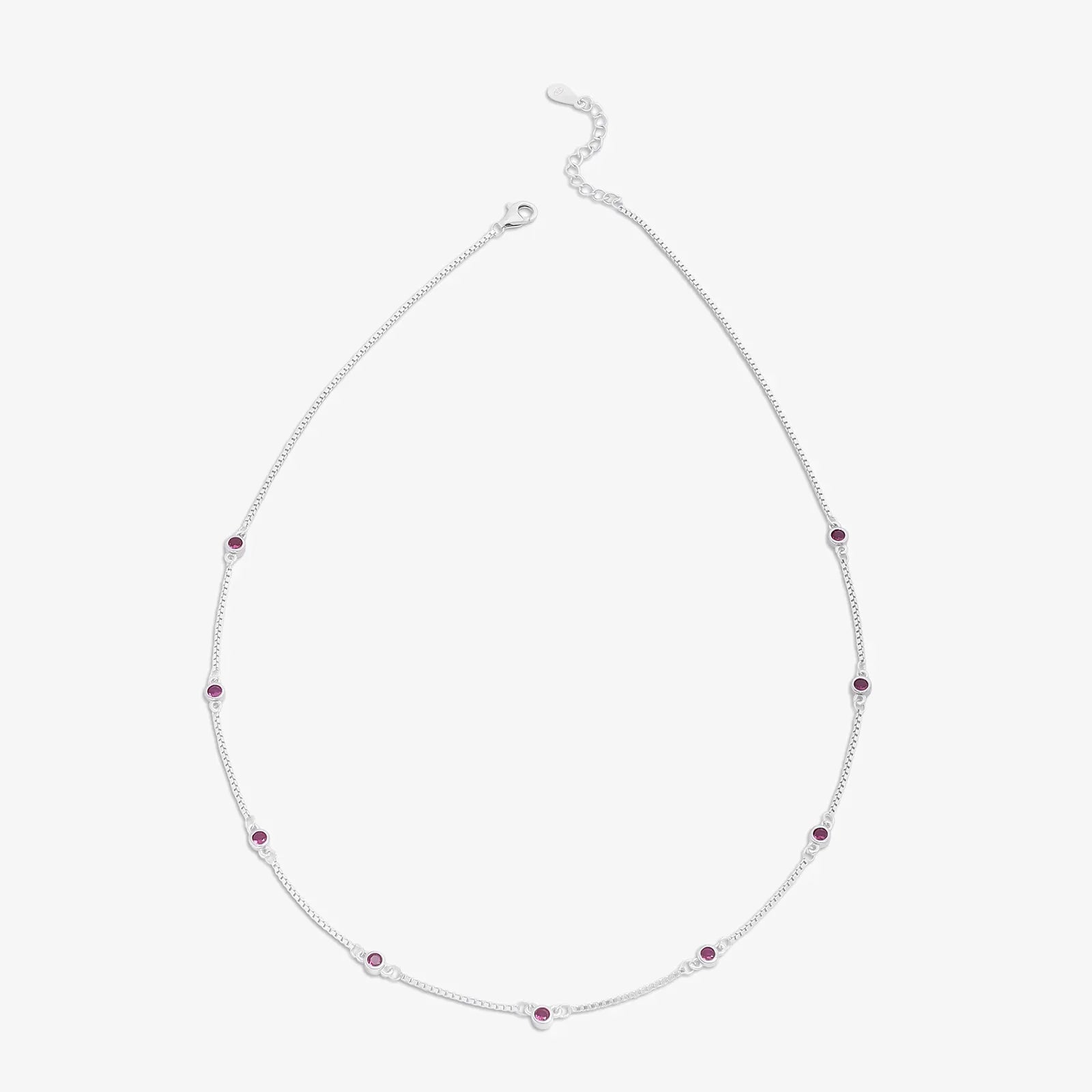 Pink CZ Stone Studded Silver Necklace - Tweov Jewels