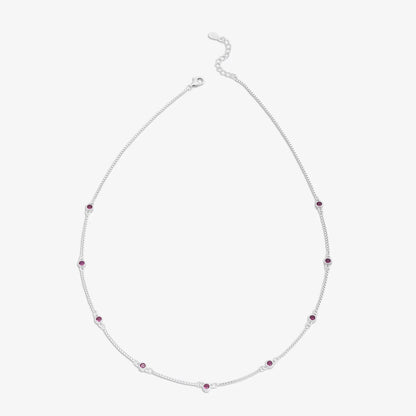 Pink CZ Stone Studded Silver Necklace - Tweov Jewels
