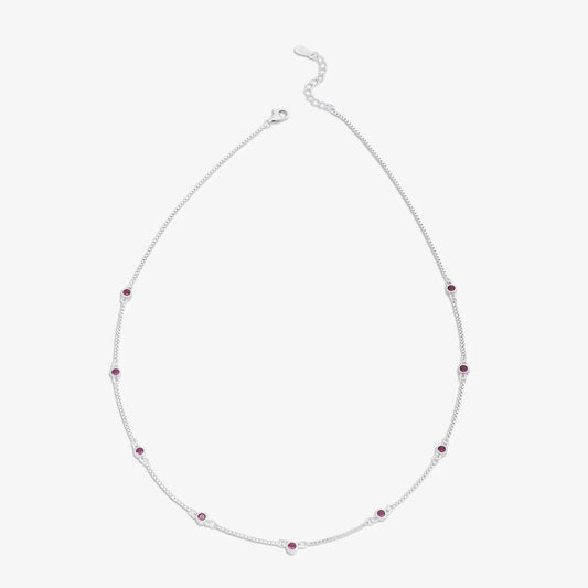 Pink CZ Stone Studded Silver Necklace - Tweov Jewels