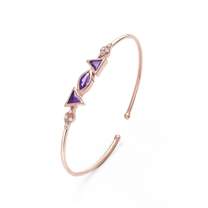 925 Sterling Silver Radiant Rose Gold Bracelet with Blue Sapphire - Tweov Jewels