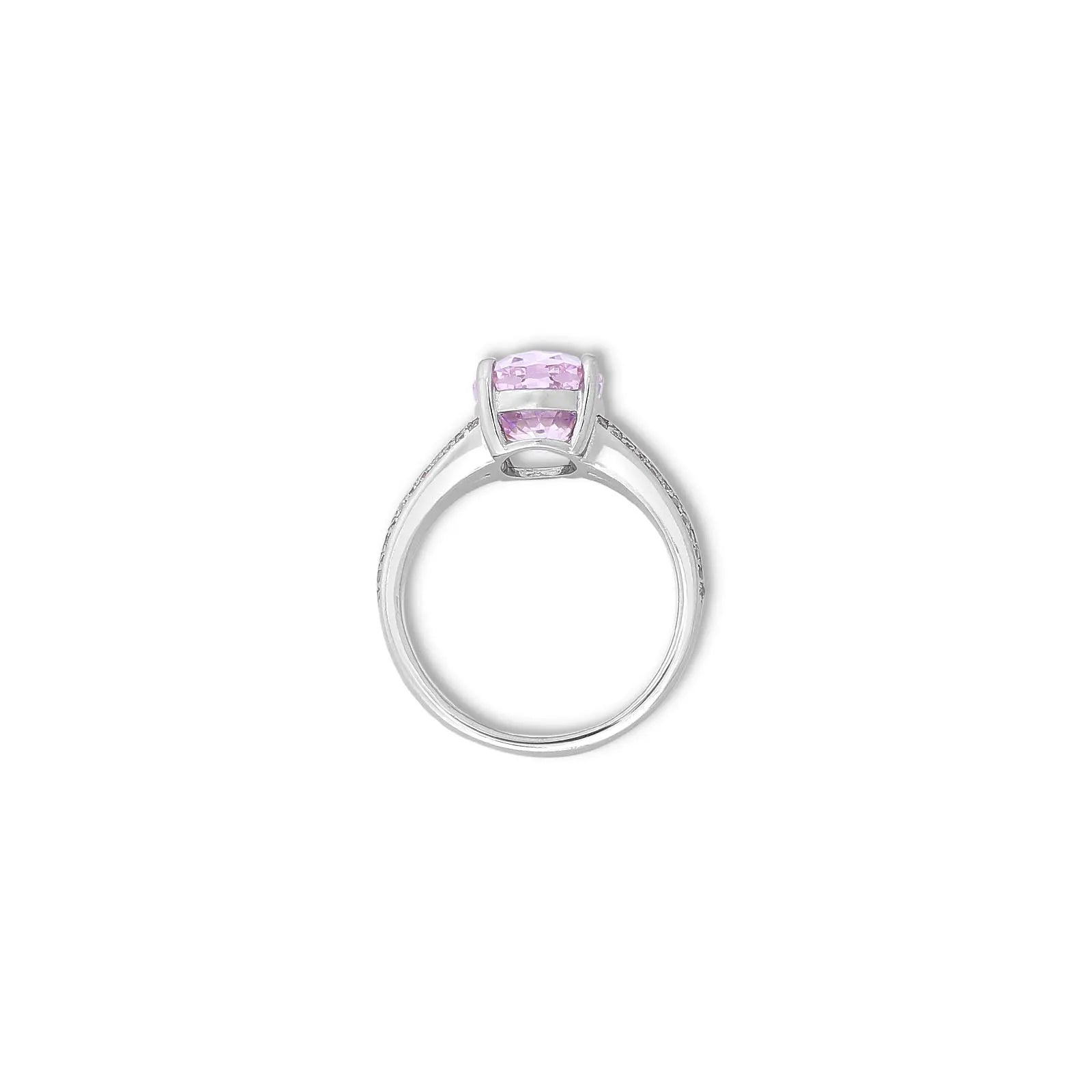 Pink Solitaire Split-Shank Ring For Women – 925 Sterling Silver Rhodium Plated