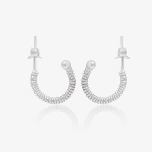 C Cut Silver Hoop Earrings
