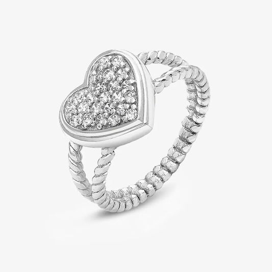Zircon Heart Silver Ring - Tweov Jewels