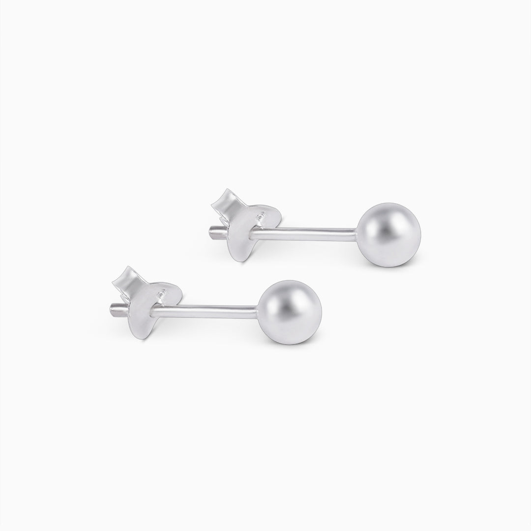 Pure Silver Studs Earrings - Bell Pin Design - Tweov Jewels