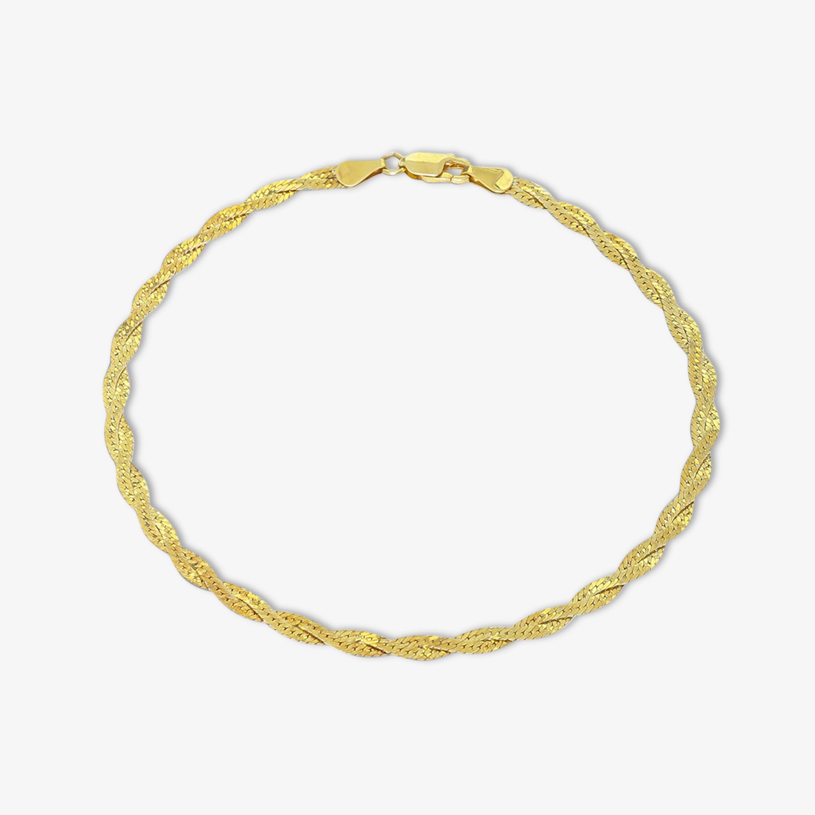 Gold Plated Twisted Silver Snake Chain Anklet - Tweov Jewels