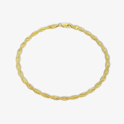Gold Plated Twisted Silver Snake Chain Anklet - Tweov Jewels