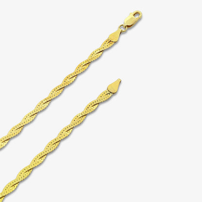 Gold Plated Twisted Silver Snake Chain Anklet - Tweov Jewels