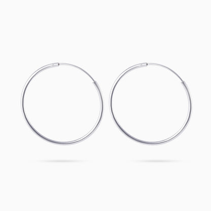 Pure Silver Earrings - Slim & Round Plain Hoop - Tweov Jewels