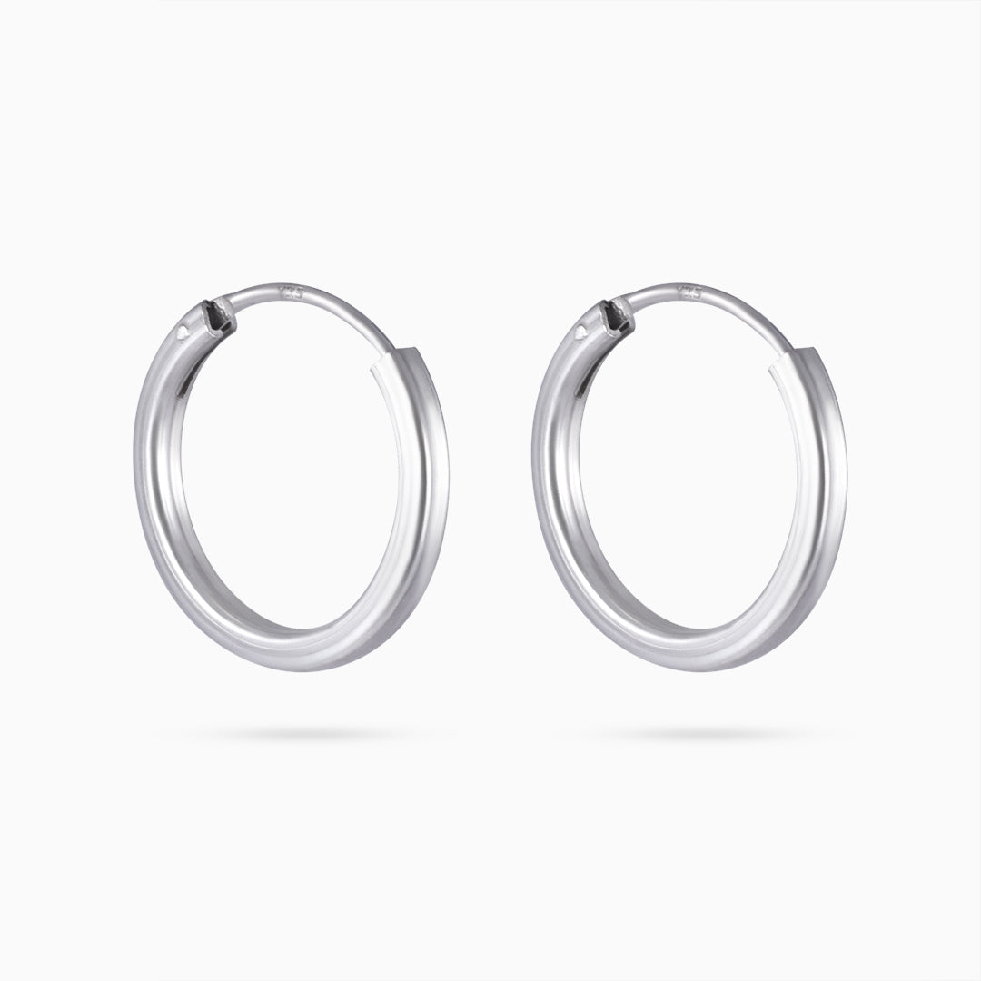 Pure Silver Earrings - Shiny Sphere Hoop - Tweov Jewels
