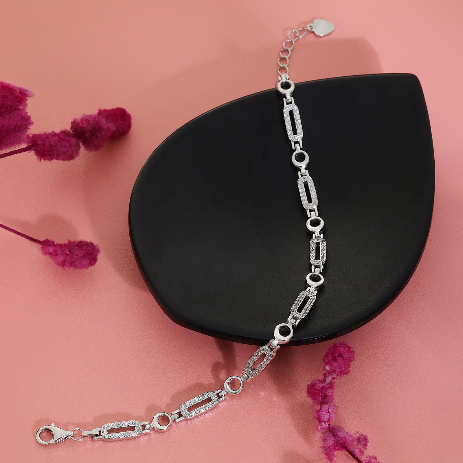 CZ Silver Link Chain Bracelet - Tweov Jewels