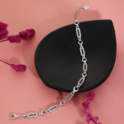 CZ Silver Link Chain Bracelet - Tweov Jewels