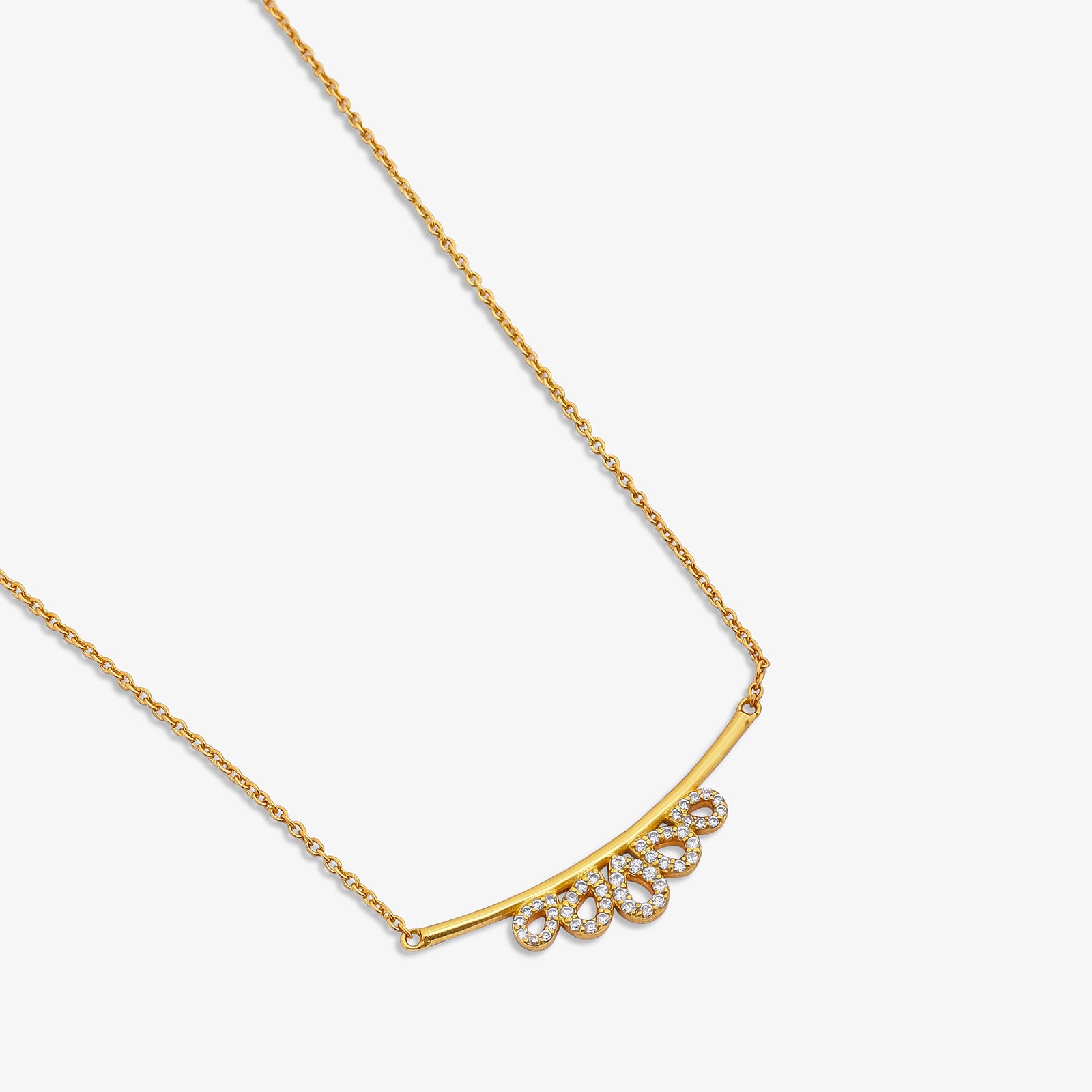 Gold Plated Open Crown Shape Silver Necklace - Tweov Jewels
