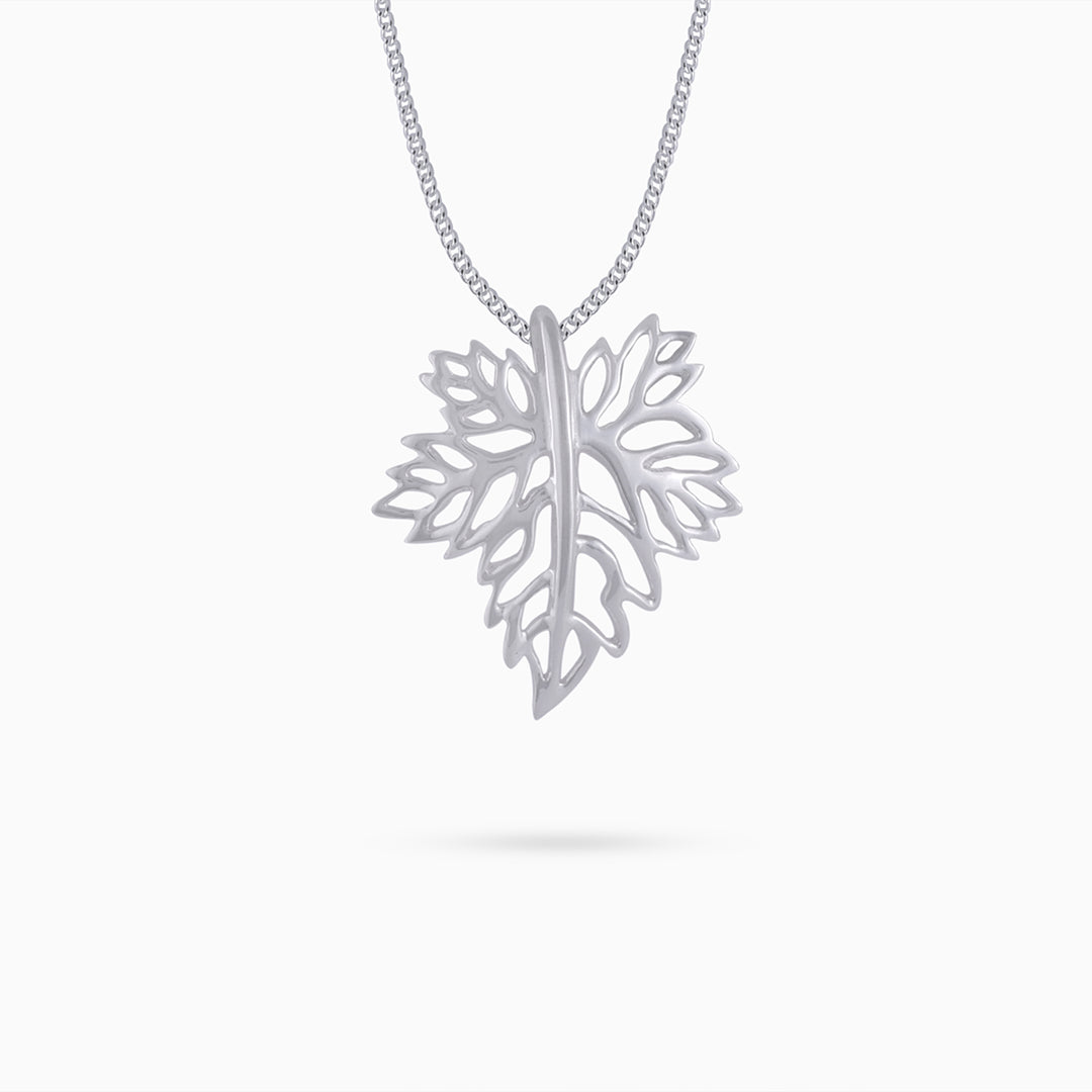 Silver Leaf Pendant with 925 Sterling Silver Chain - Tweov Jewels