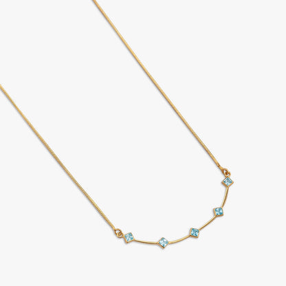 Pure Silver Necklace - Golden Horizon With Enchanting Blue Sapphires - Tweov Jewels