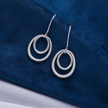 Pure Silver Earrings - Double Ring in Scratch Finish - Tweov Jewels
