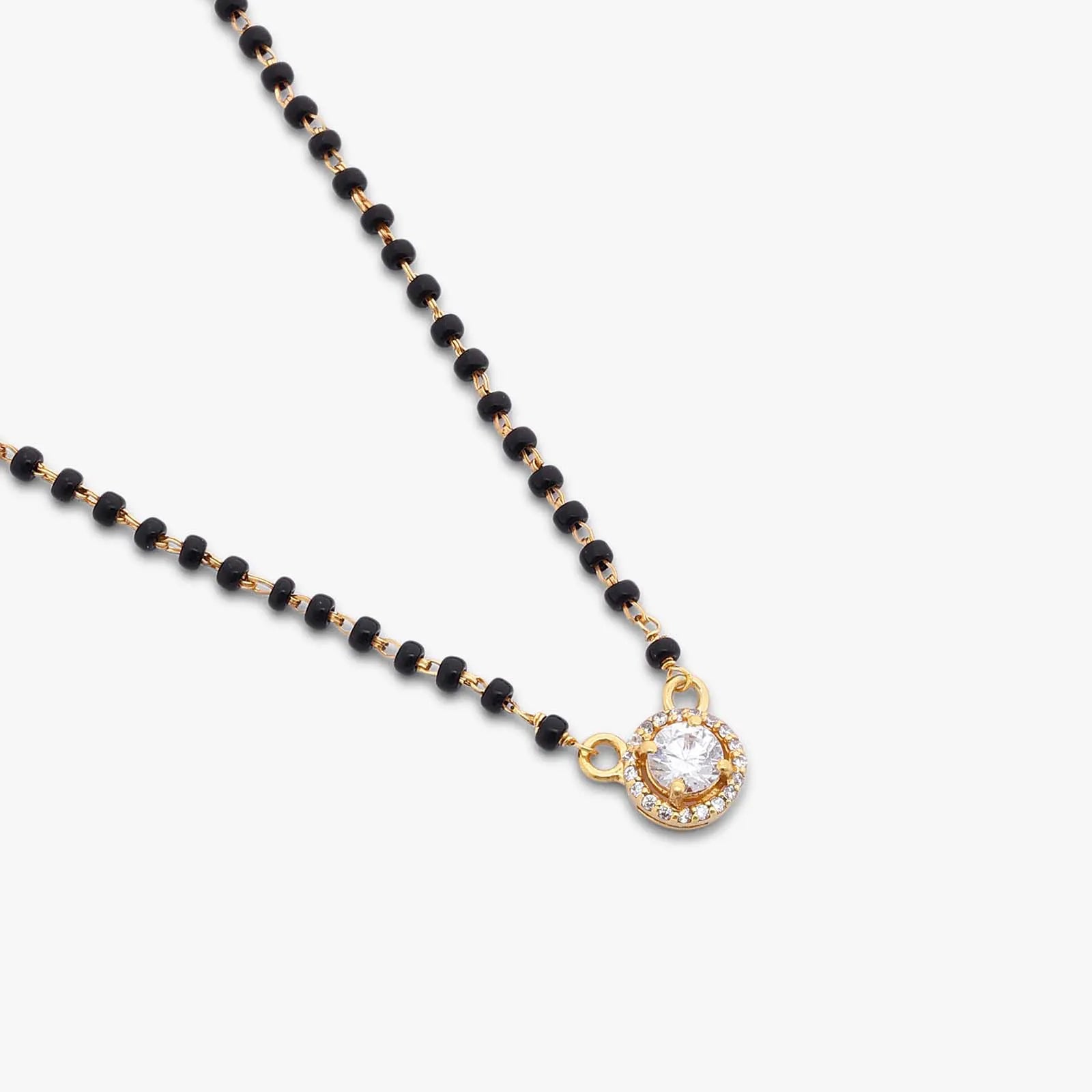Silver Round Solitaire CZ Mangalsutra