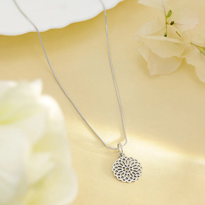 Floral Mandala Design Silver Pendant - Tweov Jewels