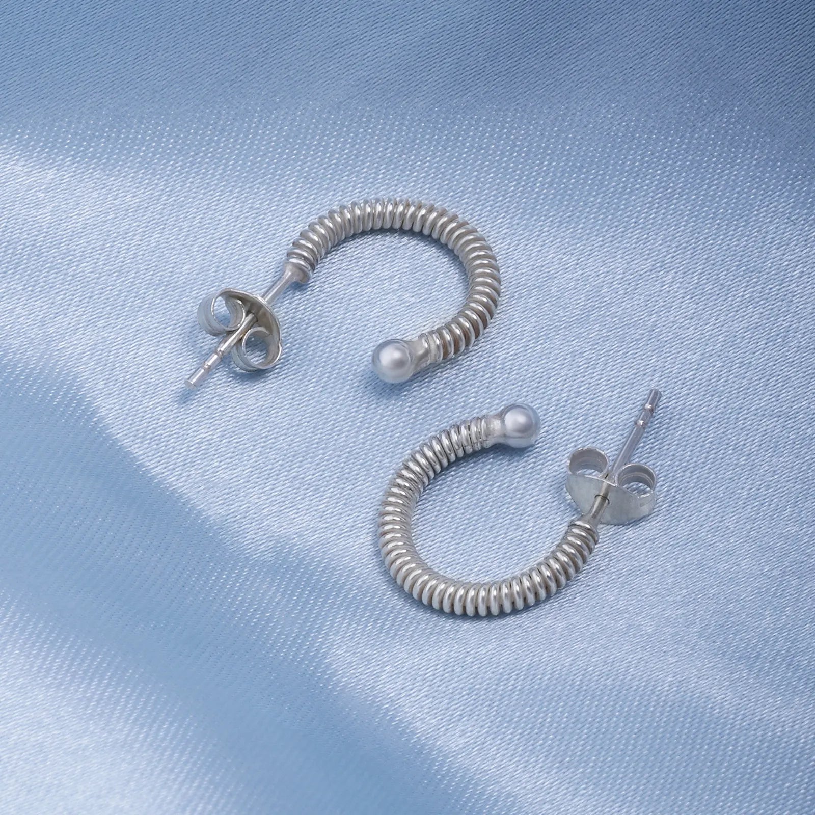 C Cut Silver Hoop Earrings - Tweov Jewels
