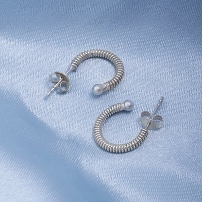 C Cut Silver Hoop Earrings - Tweov Jewels