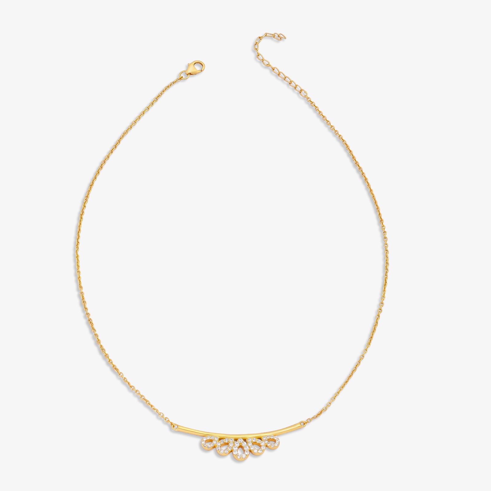Gold Plated Open Crown Shape Silver Necklace - Tweov Jewels