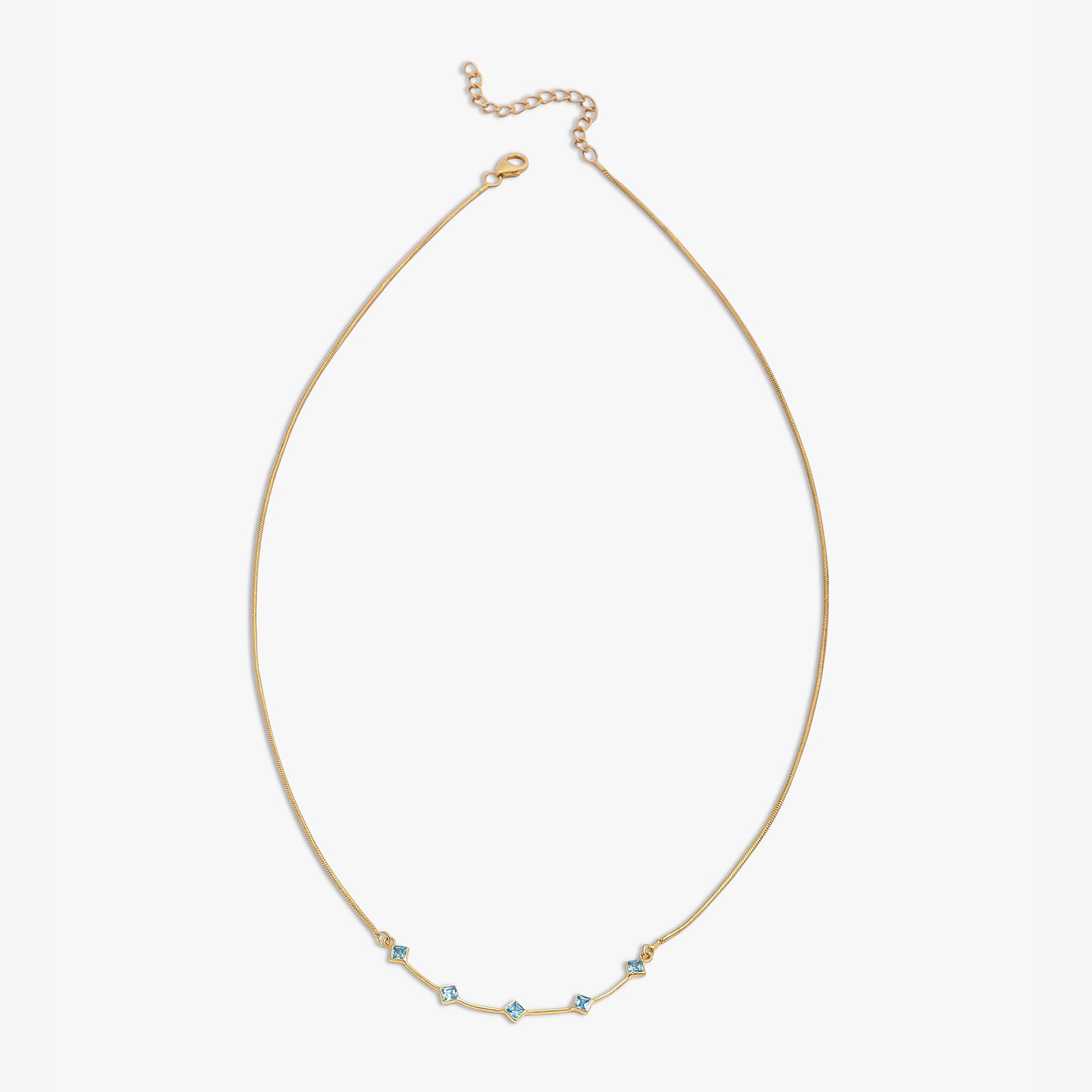 Pure Silver Necklace - Golden Horizon With Enchanting Blue Sapphires - Tweov Jewels