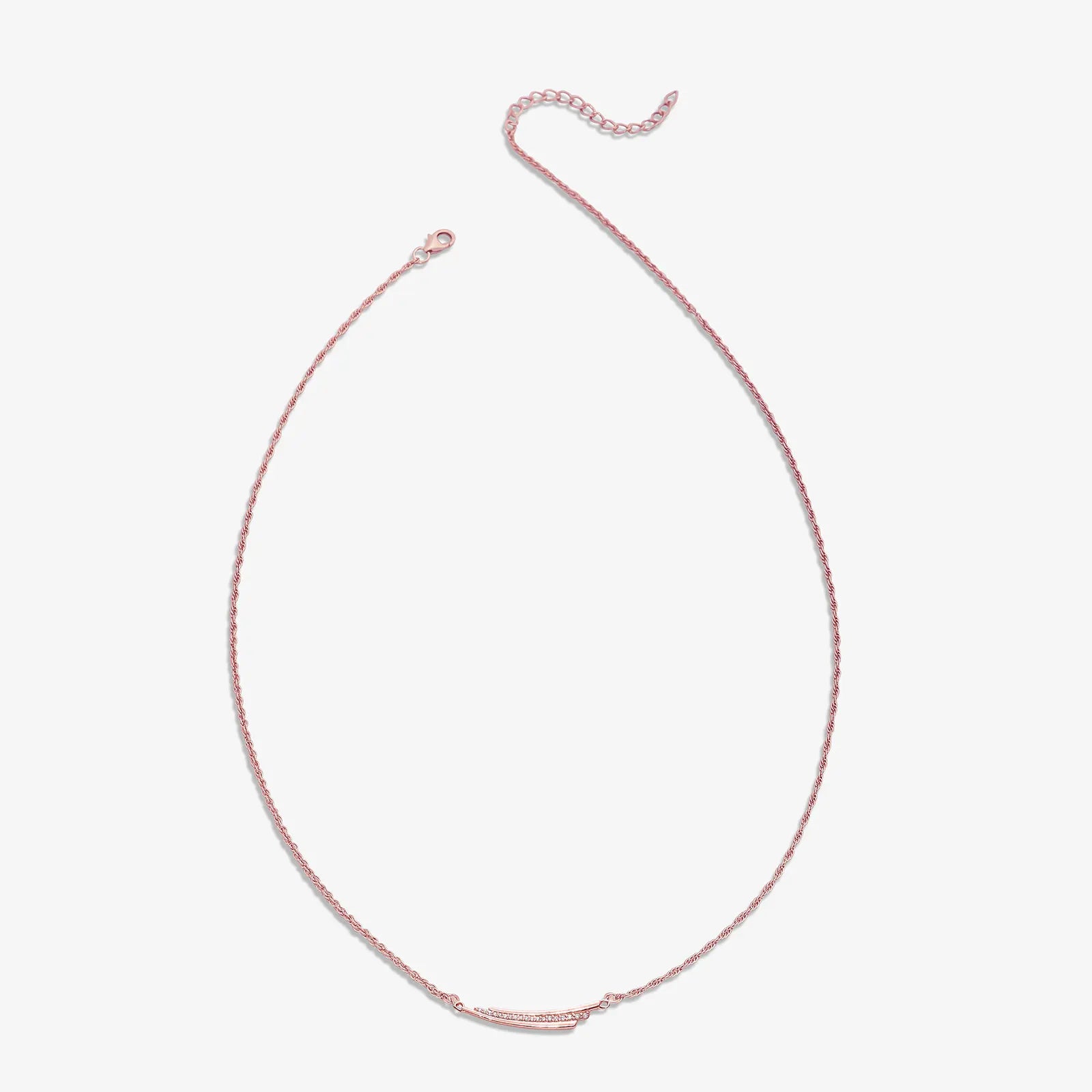 Rose Gold Plated Double Bar Silver Necklace